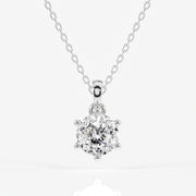 Portuguese Cut Moissanite Diamond Six Prong 18k Gold Pendant