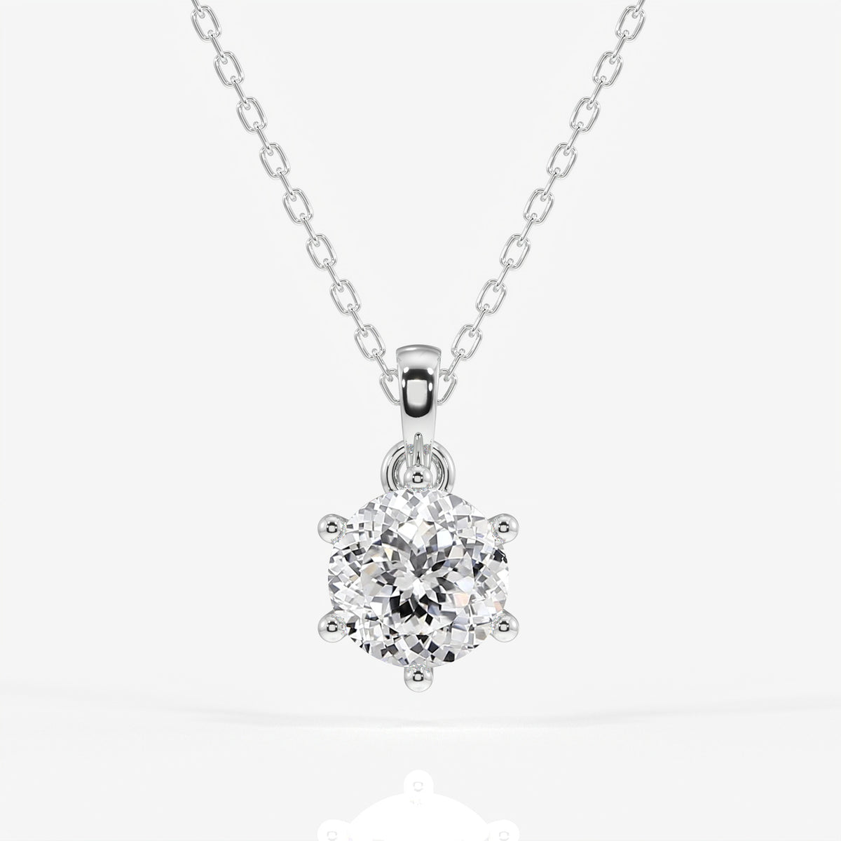 Portuguese Cut Moissanite Diamond Six Prong 18k Gold Pendant