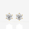 Portuguese Cut Lab Grown Diamond Six Prong Stud 9K Gold Earrings