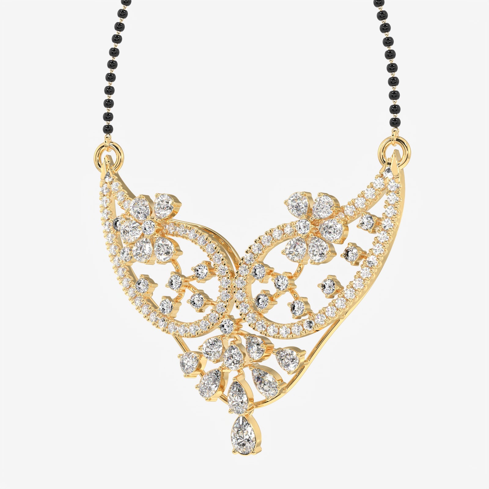 Round & Pear Cut Lab Grown Diamond Women's 14K Gold Mangalsutra