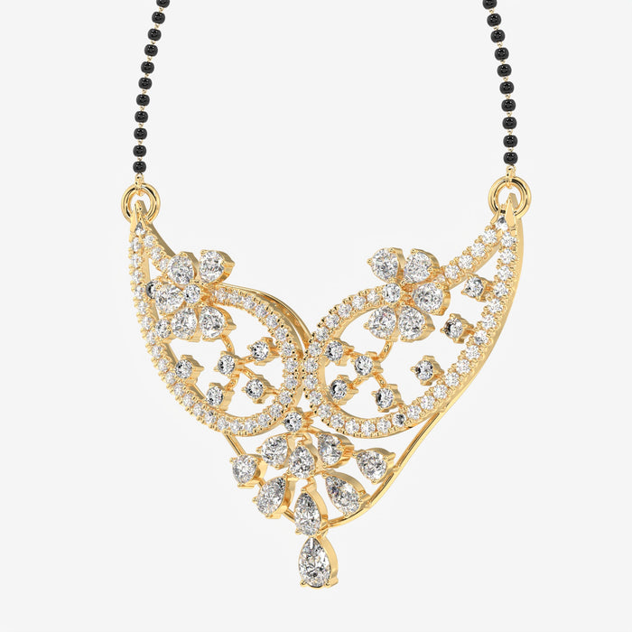 Round & Pear Cut Moissanite Diamond Women's 18K Gold Mangalsutra