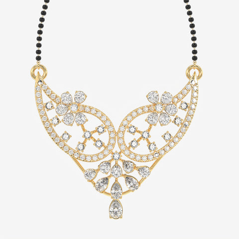 Round & Pear Cut Lab Grown Diamond Women's 14K Gold Mangalsutra