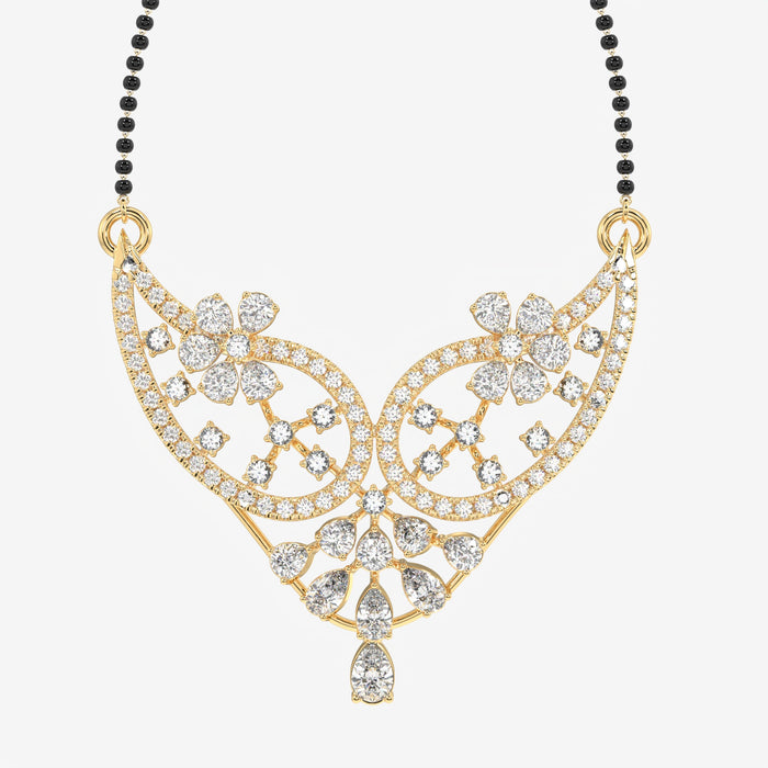 Round & Pear Cut Moissanite Diamond Women's 18K Gold Mangalsutra