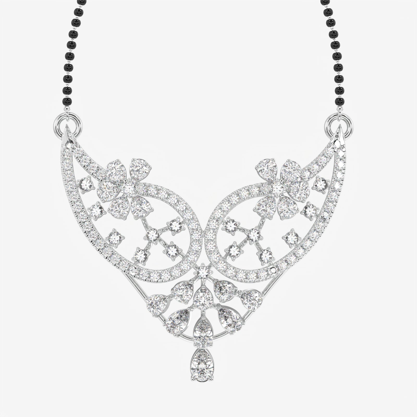 Round & Pear Cut Lab Grown Diamond Women's 14K Gold Mangalsutra