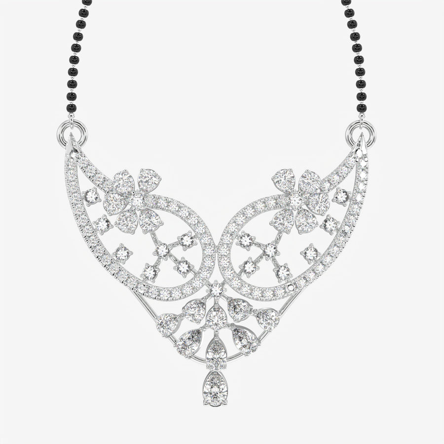 Round & Pear Cut Lab Grown Diamond Women's 14K Gold Mangalsutra