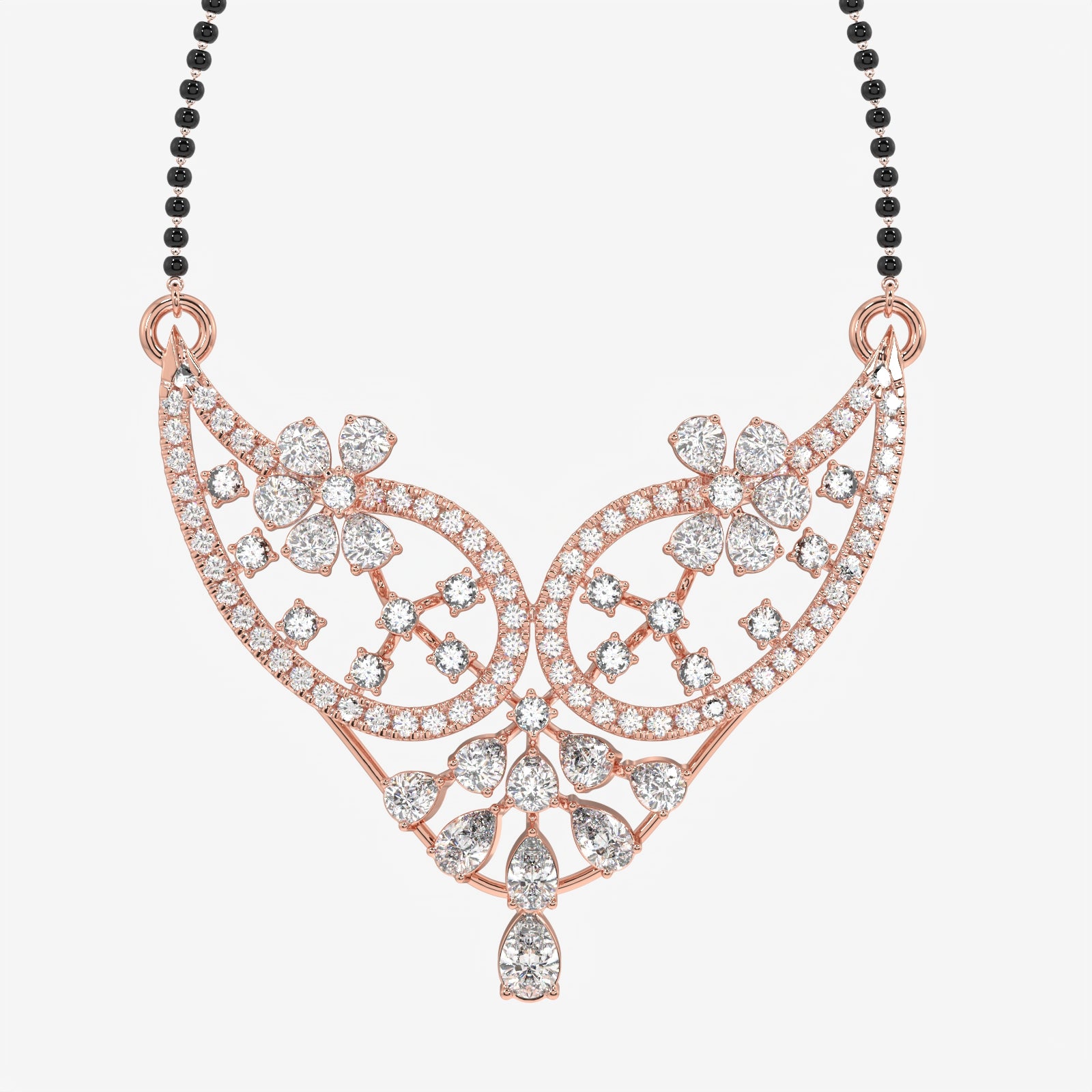 Round & Pear Cut Lab Grown Diamond Women's 14K Gold Mangalsutra