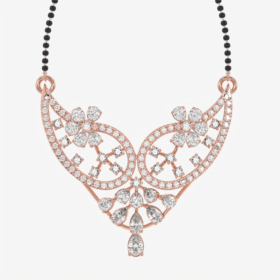 Round & Pear Cut Lab Grown Diamond Women's 14K Gold Mangalsutra