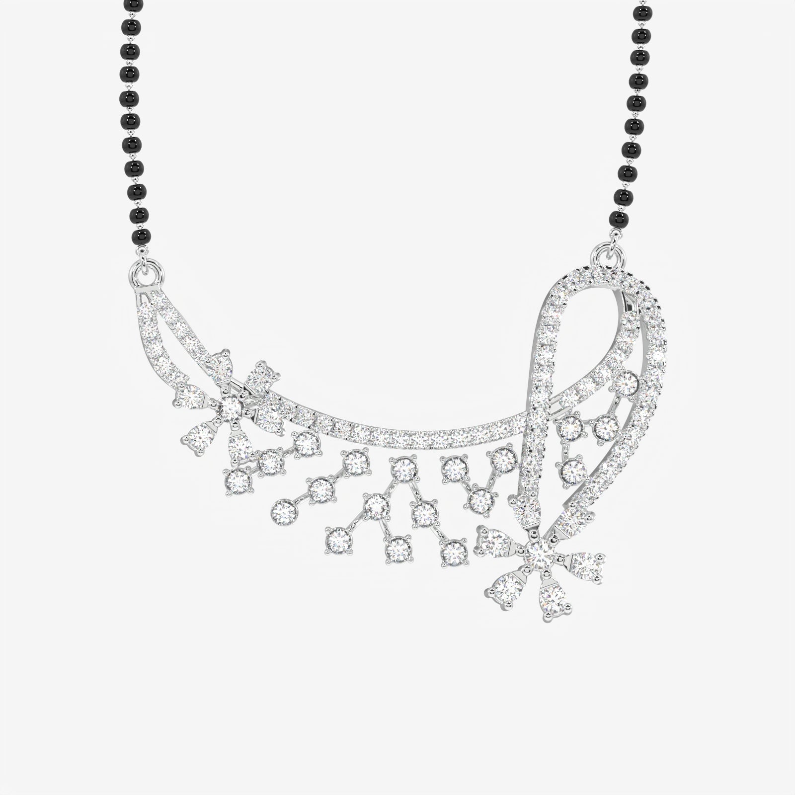 Round Cut Moissanite Diamond Women's Sterling Silver Mangalsutra