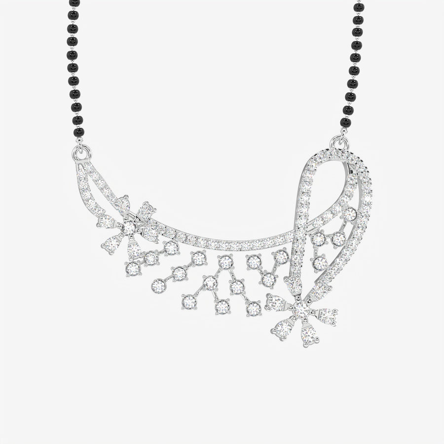 Round Cut Moissanite Diamond Women's Sterling Silver Mangalsutra
