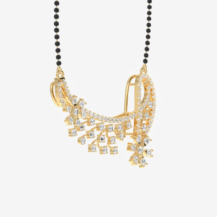 Round Cut Moissanite Diamond Women's 18K Gold Mangalsutra