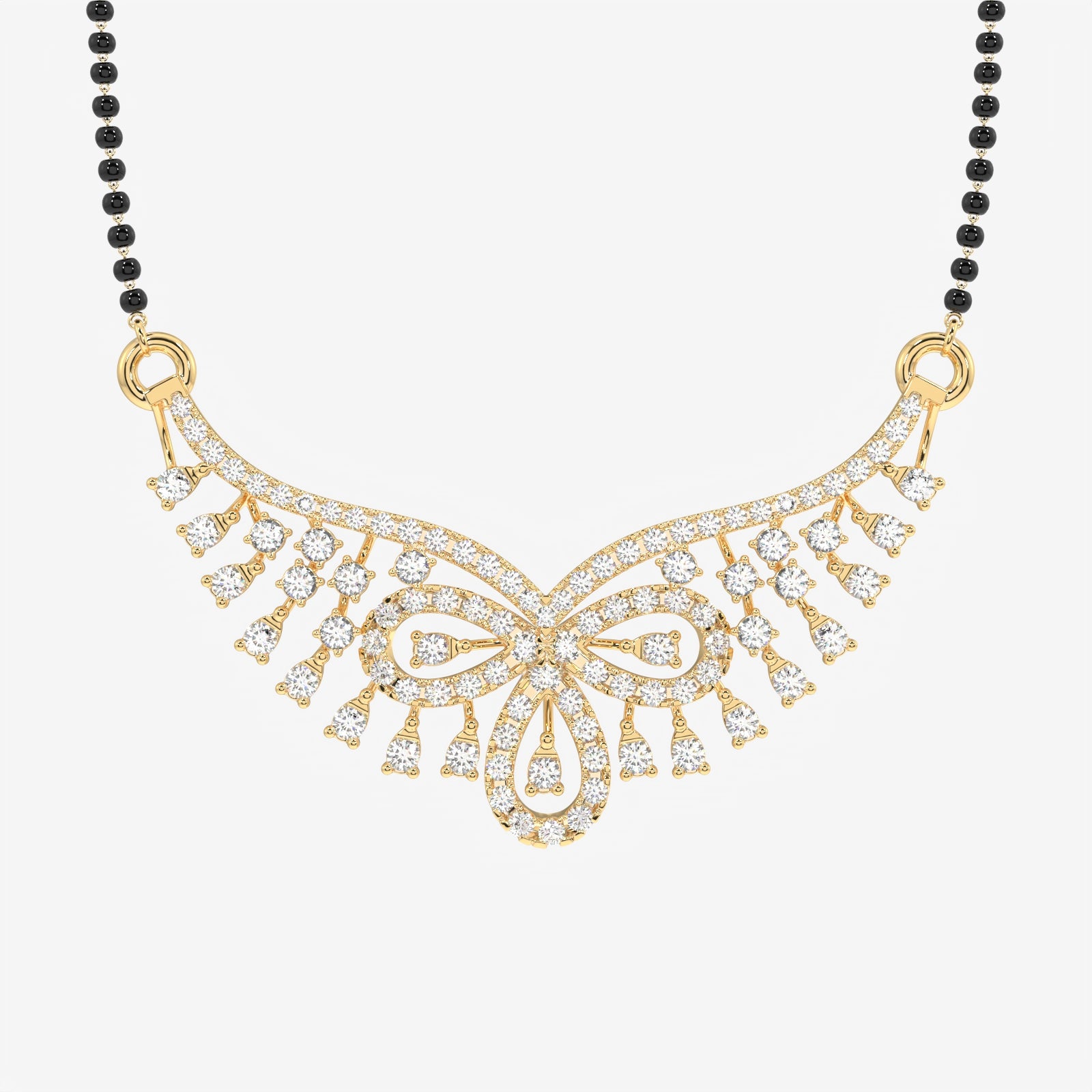 Round Cut Lab Grown Diamond Women's 18K Gold Mangalsutra