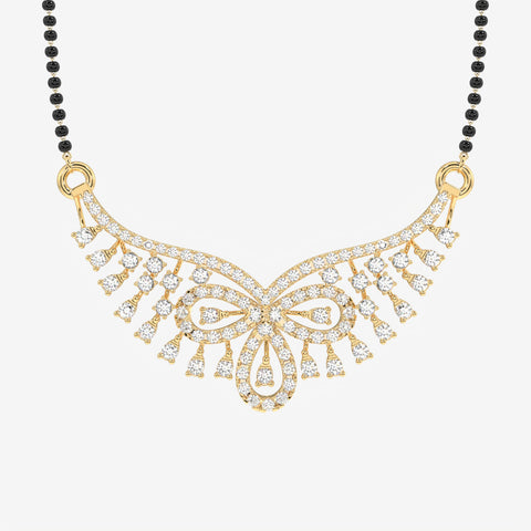 Round Cut Moissanite Diamond Women's 14K Gold Mangalsutra