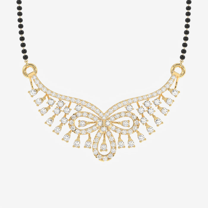 Round Cut Moissanite Diamond Women's 18K Gold Mangalsutra