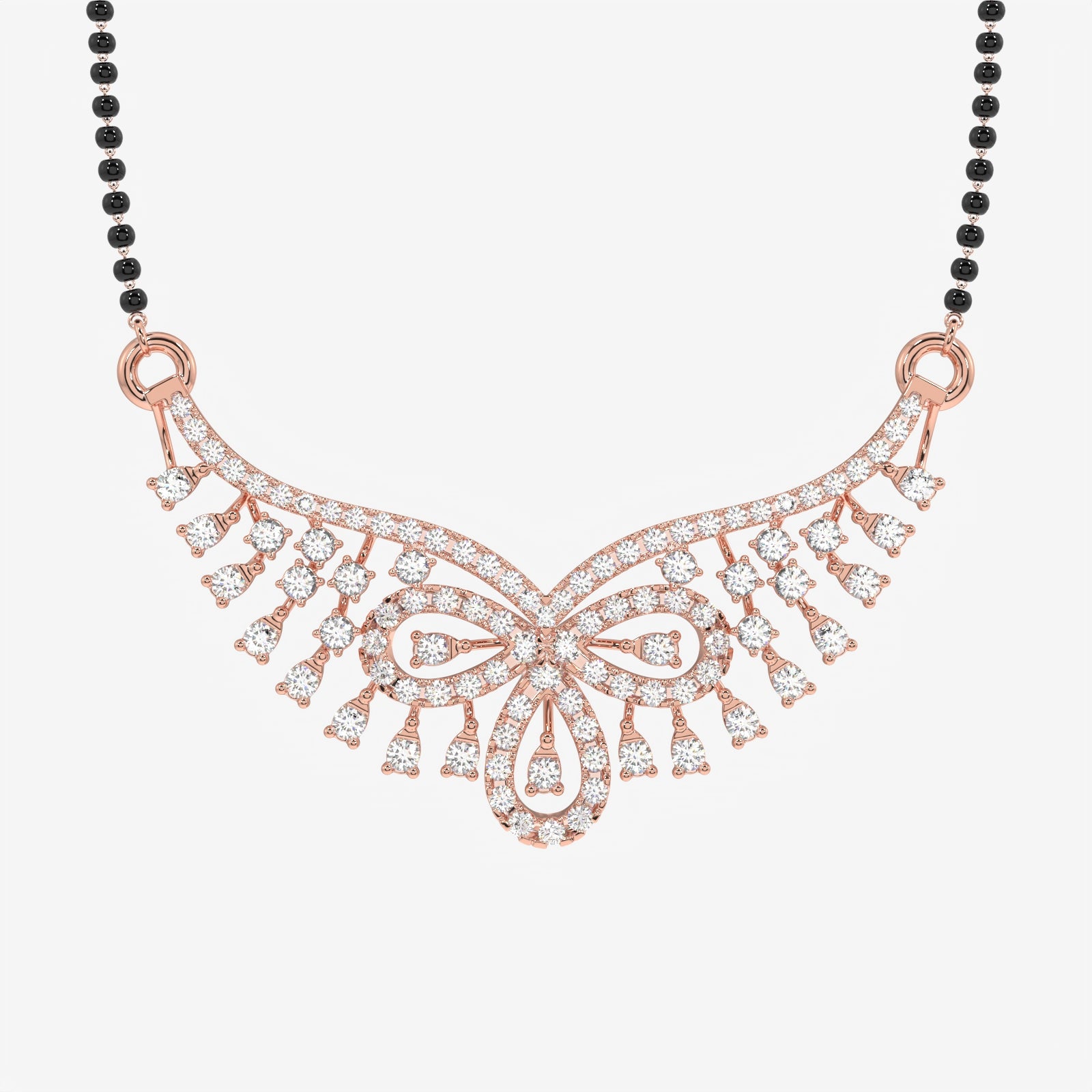 Round Cut Lab Grown Diamond Women's 18K Gold Mangalsutra