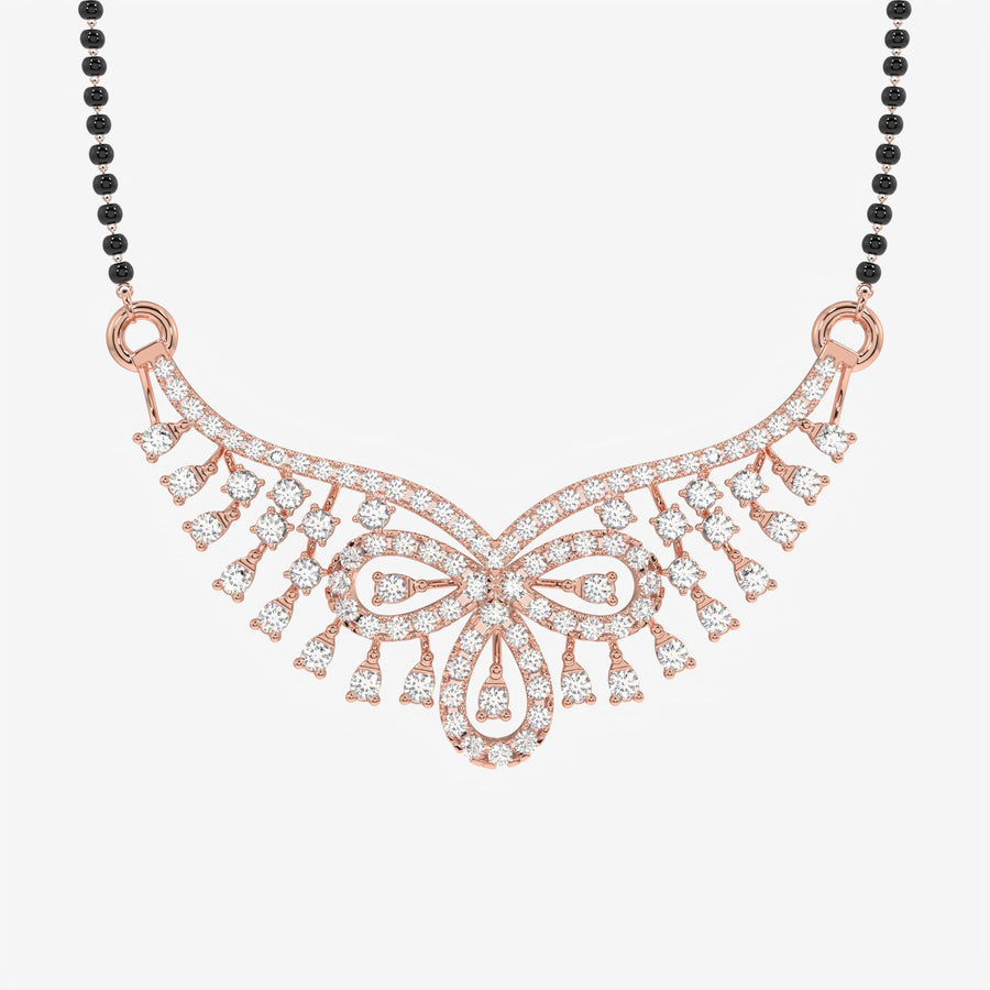 Round Cut Lab Grown Diamond Women's 18K Gold Mangalsutra