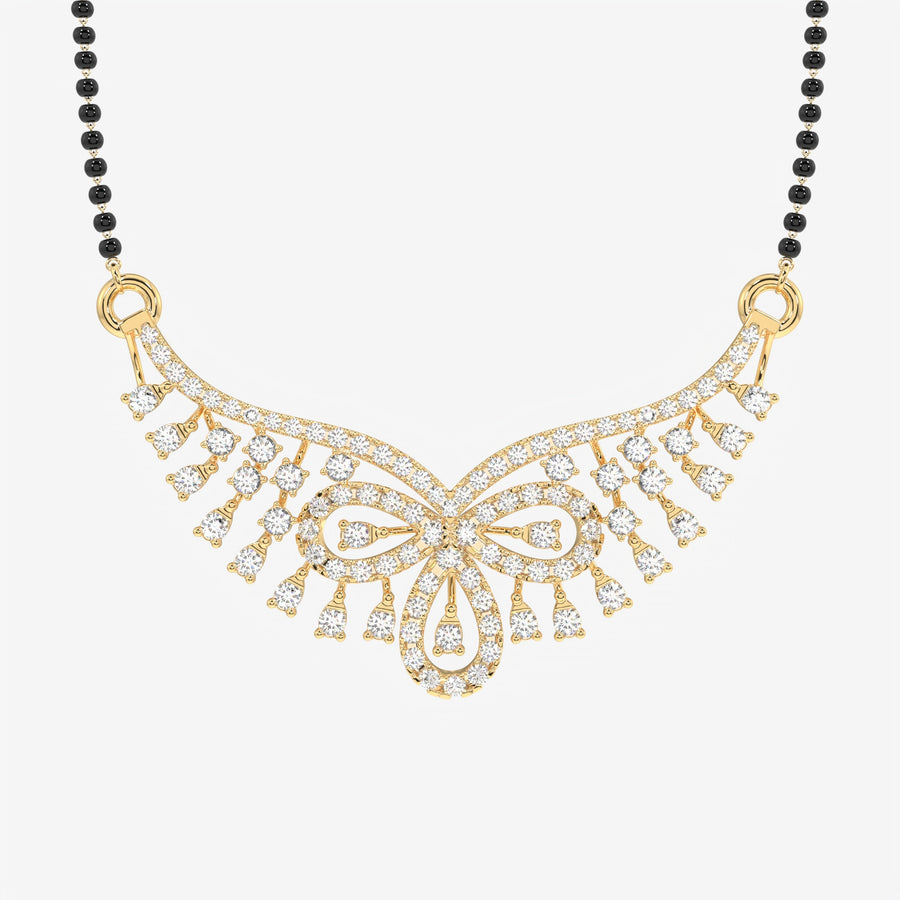 Round Cut Lab Grown Diamond Women's 18K Gold Mangalsutra