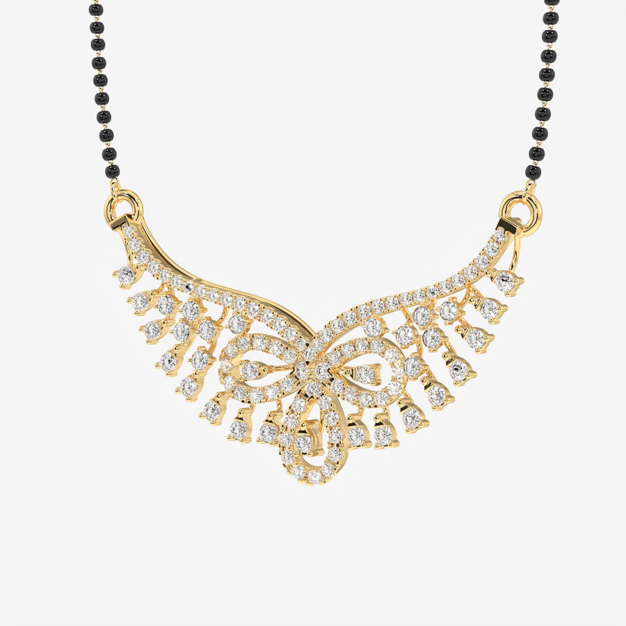 Round Cut Lab Grown Diamond Women's 18K Gold Mangalsutra