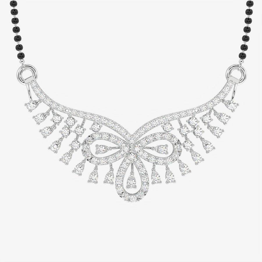 Round Cut Lab Grown Diamond Women's 18K Gold Mangalsutra