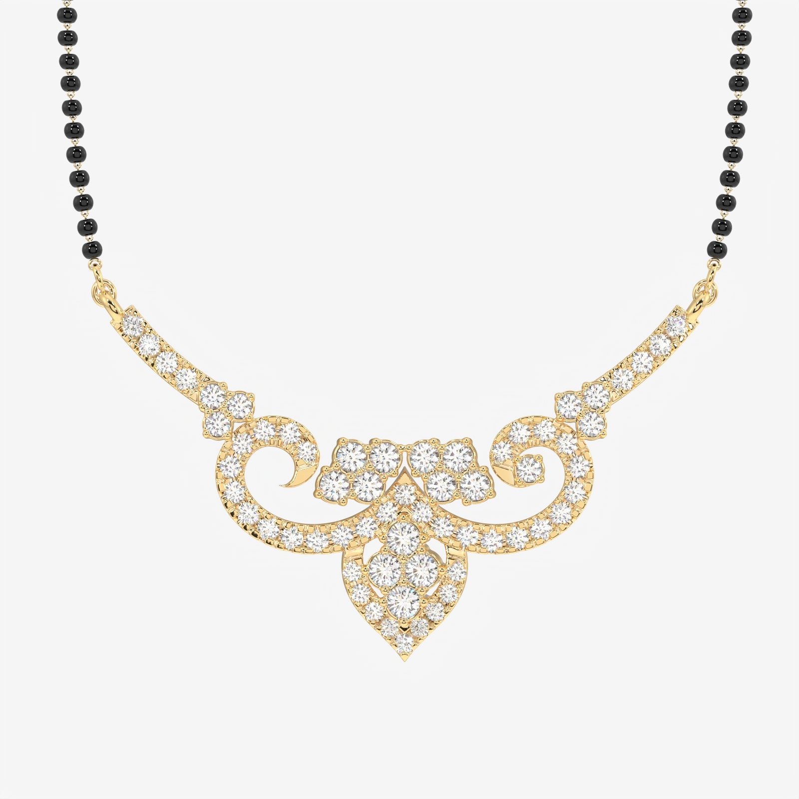 Round Cut Lab Grown Diamond Women's 18K Gold Mangalsutra