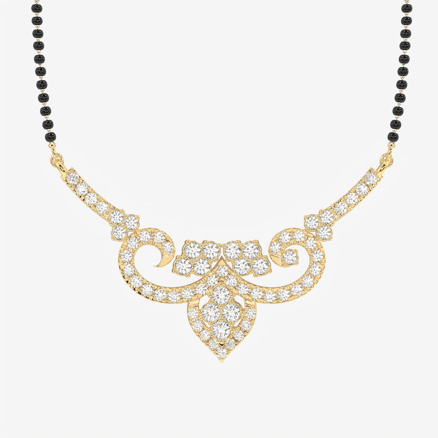 Round Cut Lab Grown Diamond Women's 18K Gold Mangalsutra