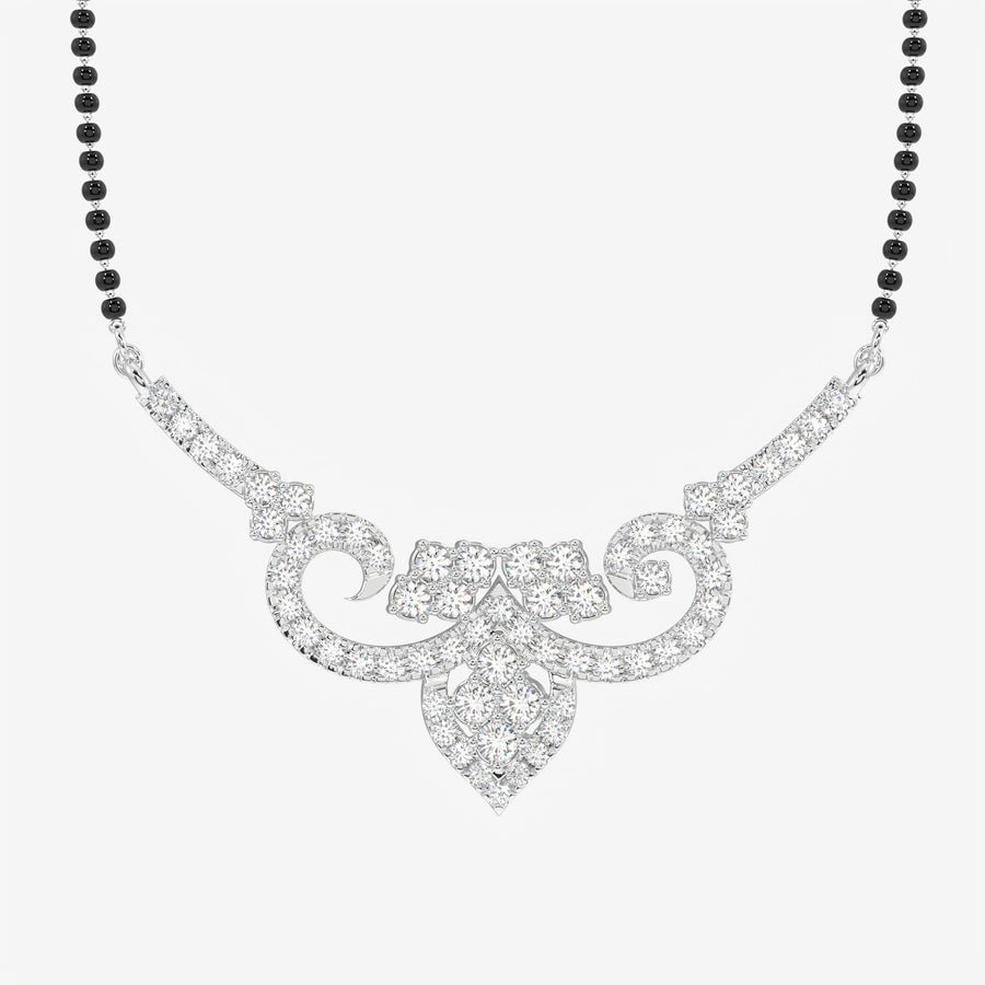 Round Cut Lab Grown Diamond Women's 18K Gold Mangalsutra