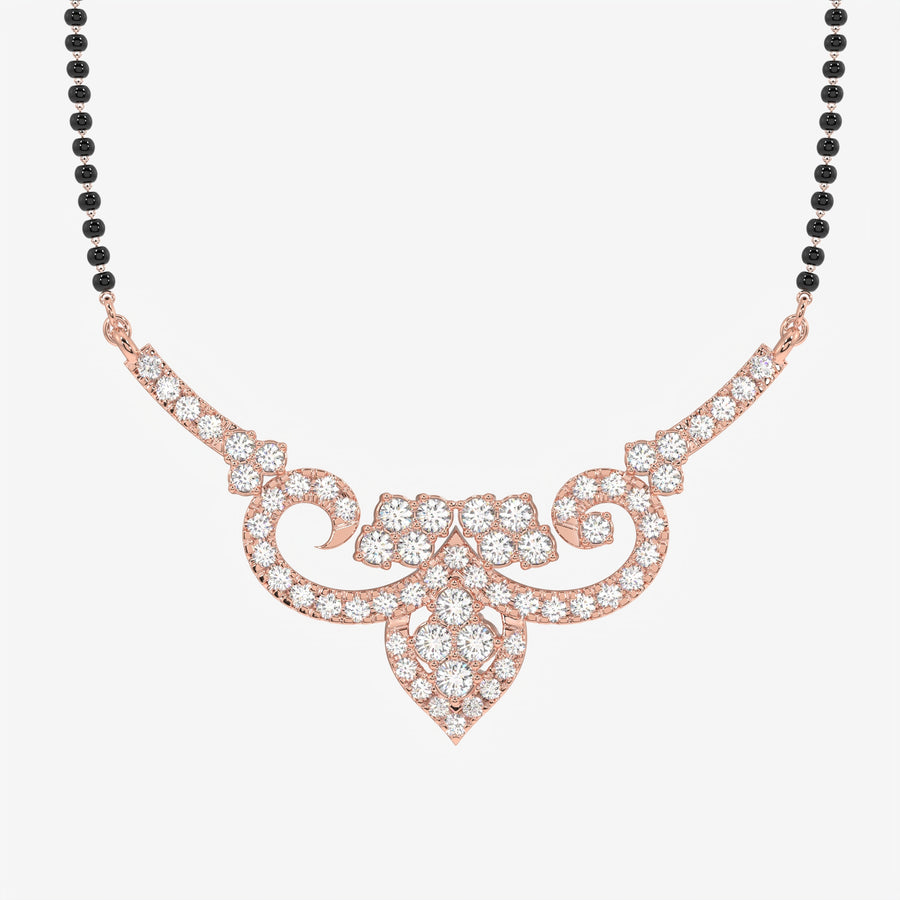 Round Cut Lab Grown Diamond Women's 18K Gold Mangalsutra