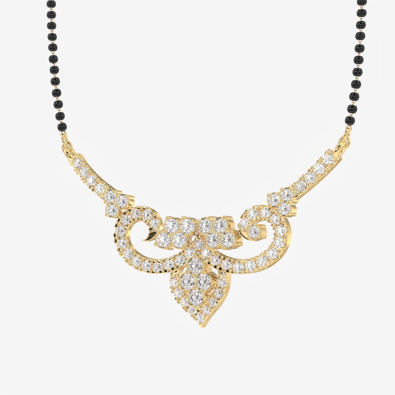 Round Cut Lab Grown Diamond Women's 18K Gold Mangalsutra