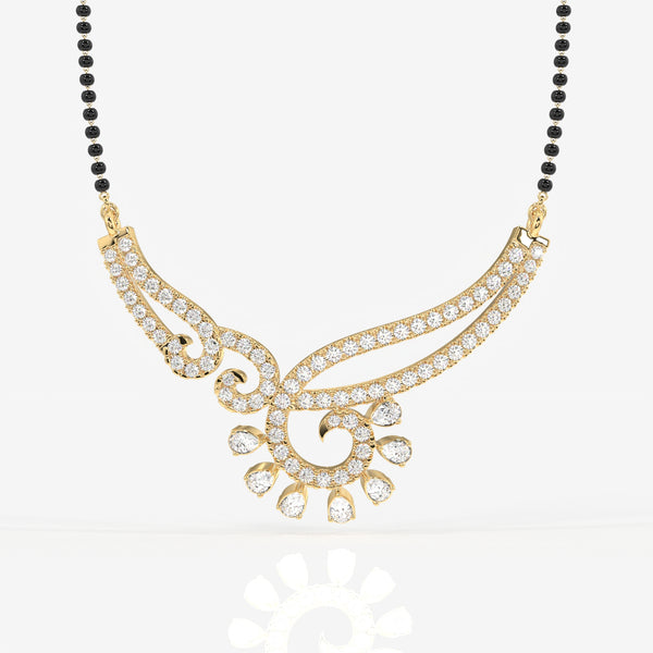 Round and Pear Cut Lab Grown Diamond Women's 14K Gold Mangalsutra