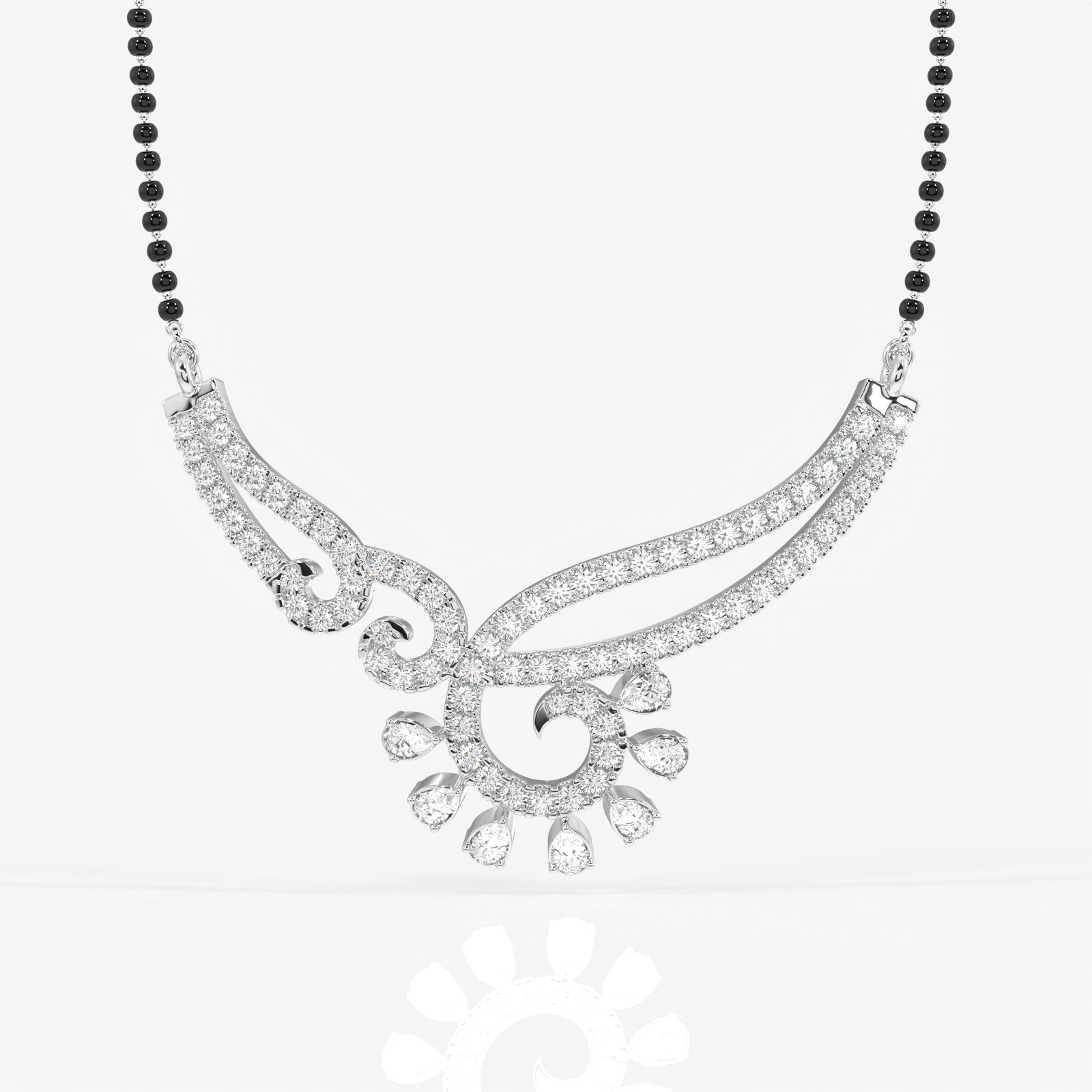 Round and Pear Cut Lab Grown Diamond Women's 14K Gold Mangalsutra