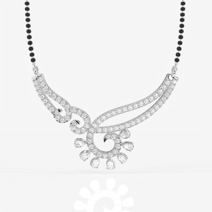 Round and Pear Cut Lab Grown Diamond Women's 14K Gold Mangalsutra