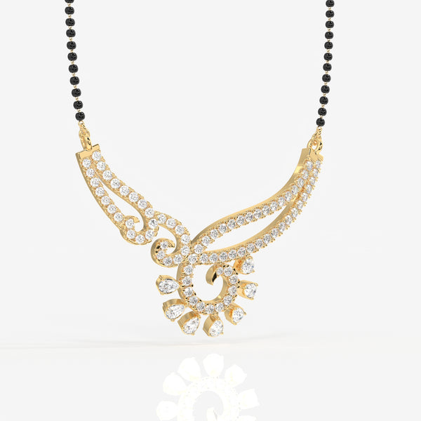 Round and Pear Cut Lab Grown Diamond Women's 14K Gold Mangalsutra