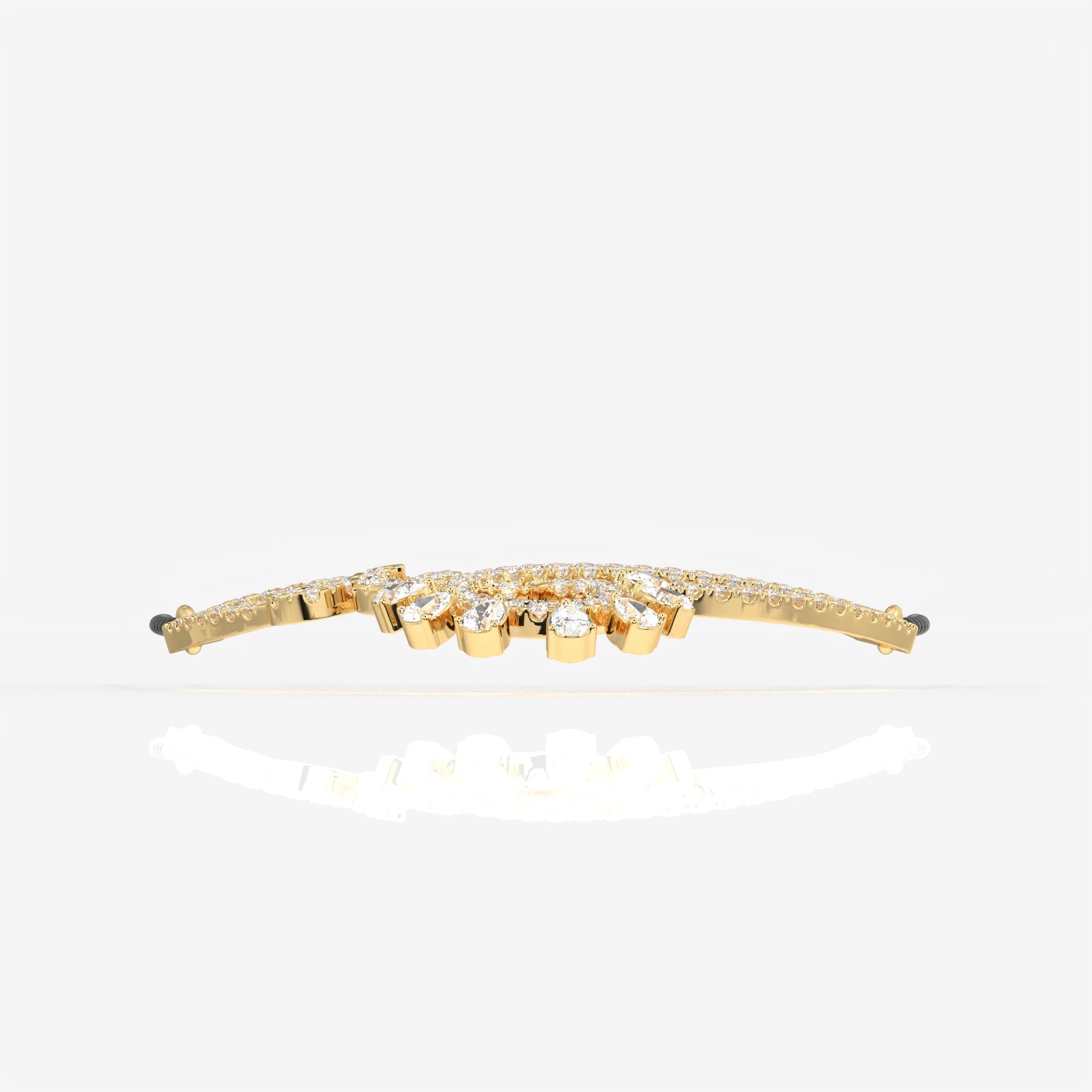 Round and Pear Cut Lab Grown Diamond Women's 14K Gold Mangalsutra