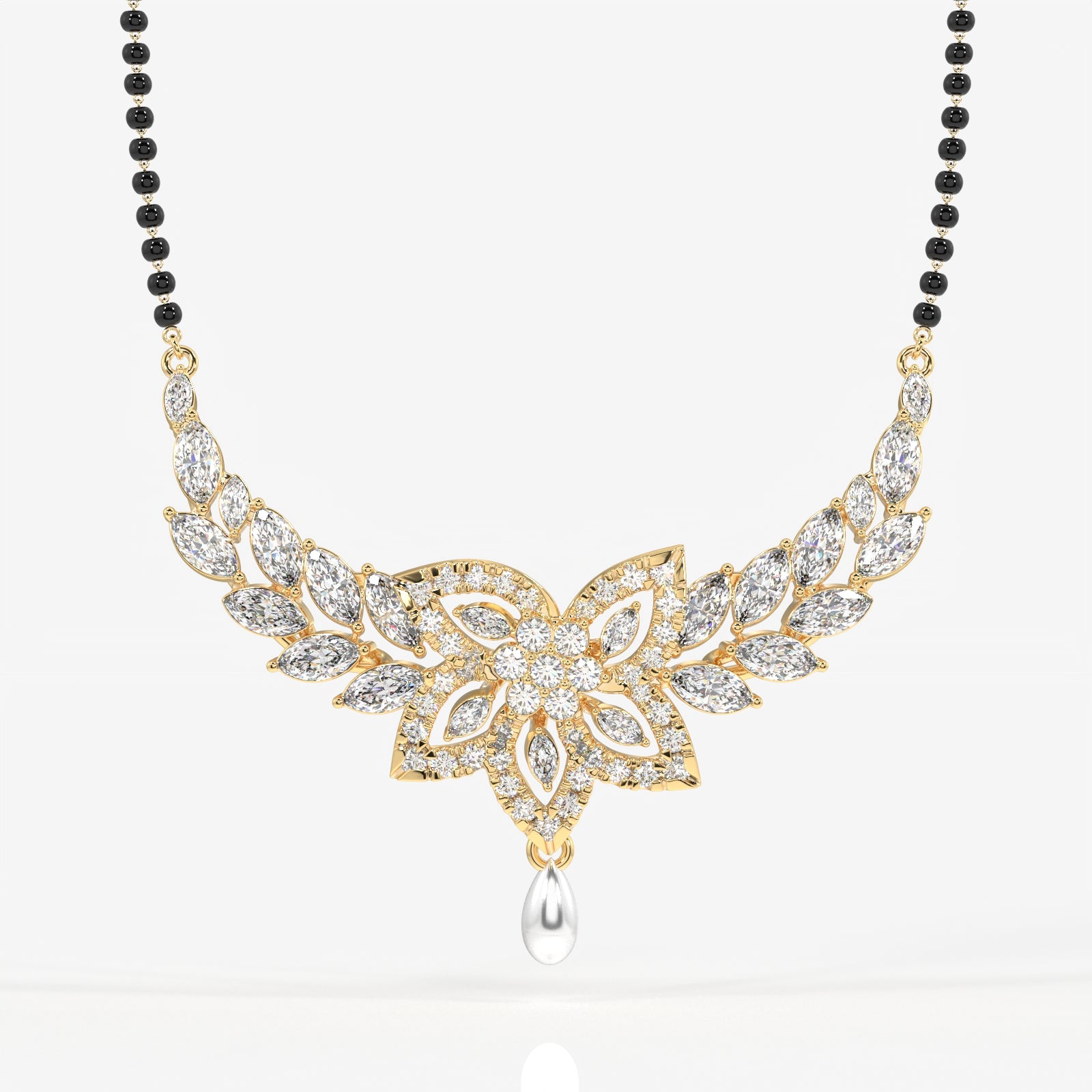 Round & Marquise Cut Lab Grown Diamond Women's 14K Gold Mangalsutra