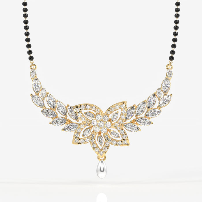 Round & Marquise Cut Moissanite Diamond Women's 18K Gold Mangalsutra