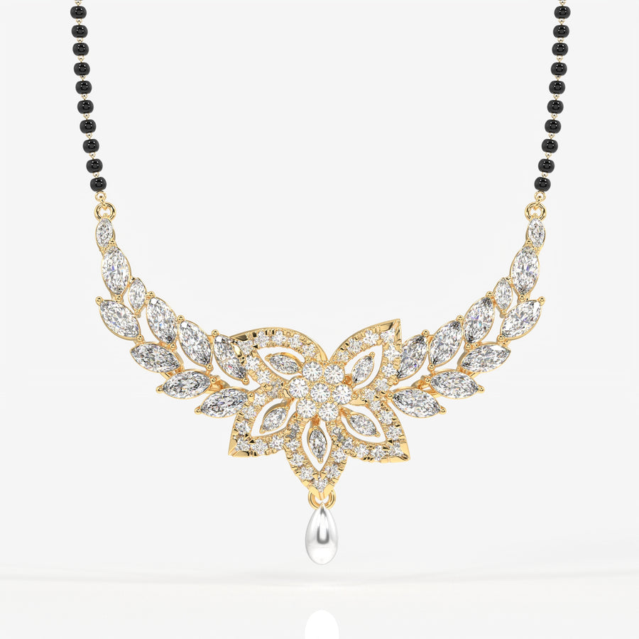 Round & Marquise Cut Lab Grown Diamond Women's 14K Gold Mangalsutra