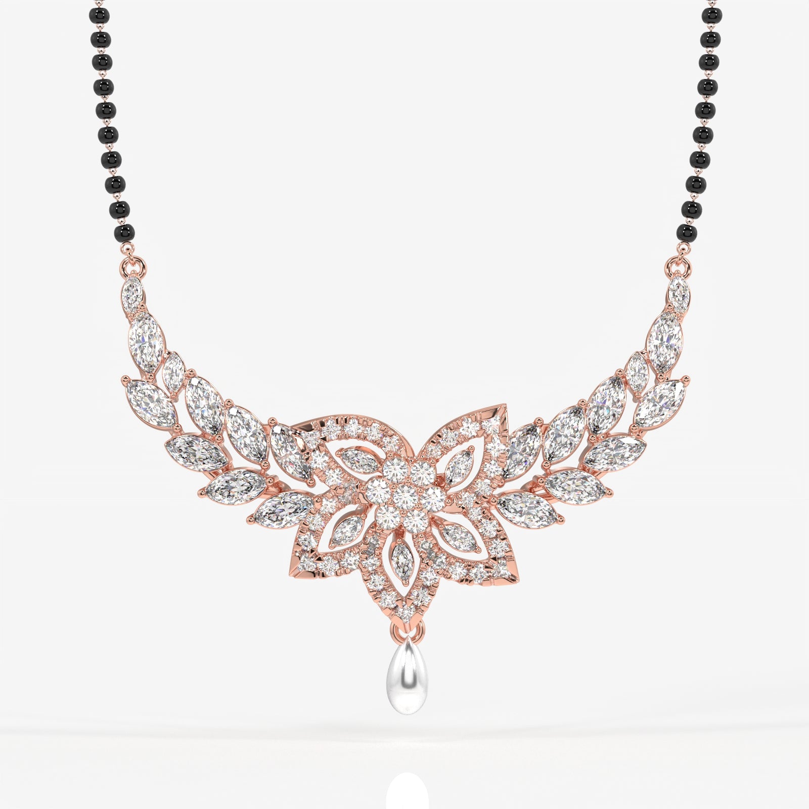 Round & Marquise Cut Lab Grown Diamond Women's 14K Gold Mangalsutra