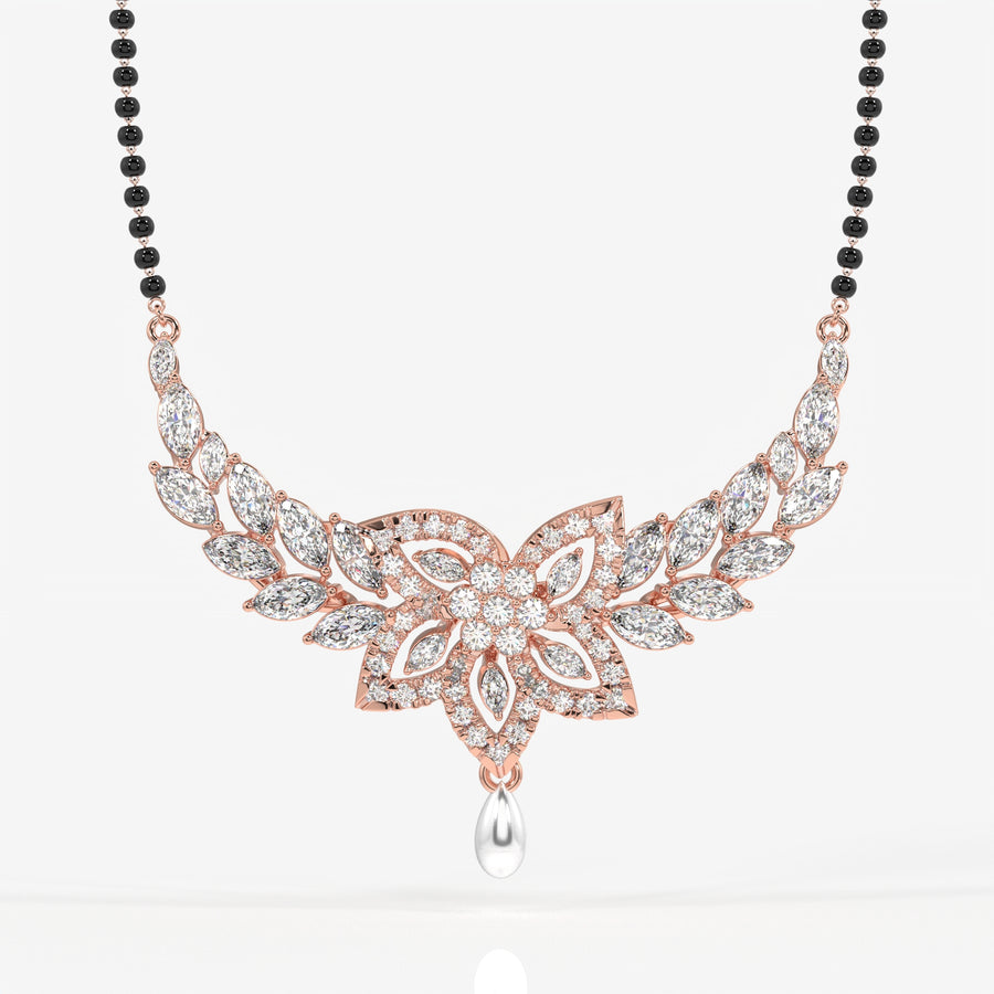 Round & Marquise Cut Lab Grown Diamond Women's 14K Gold Mangalsutra