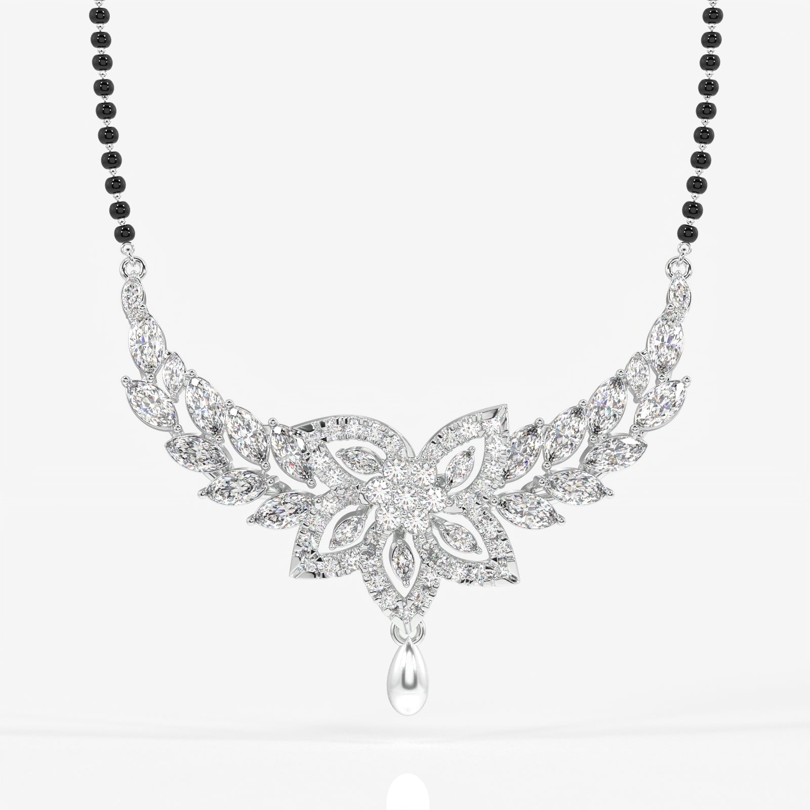 Round & Marquise Cut Lab Grown Diamond Women's 14K Gold Mangalsutra