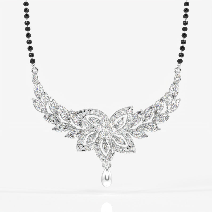 Round & Marquise Cut Lab Grown Diamond Women's 14K Gold Mangalsutra