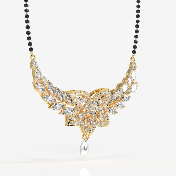 Round & Marquise Cut Lab Grown Diamond Women's 14K Gold Mangalsutra