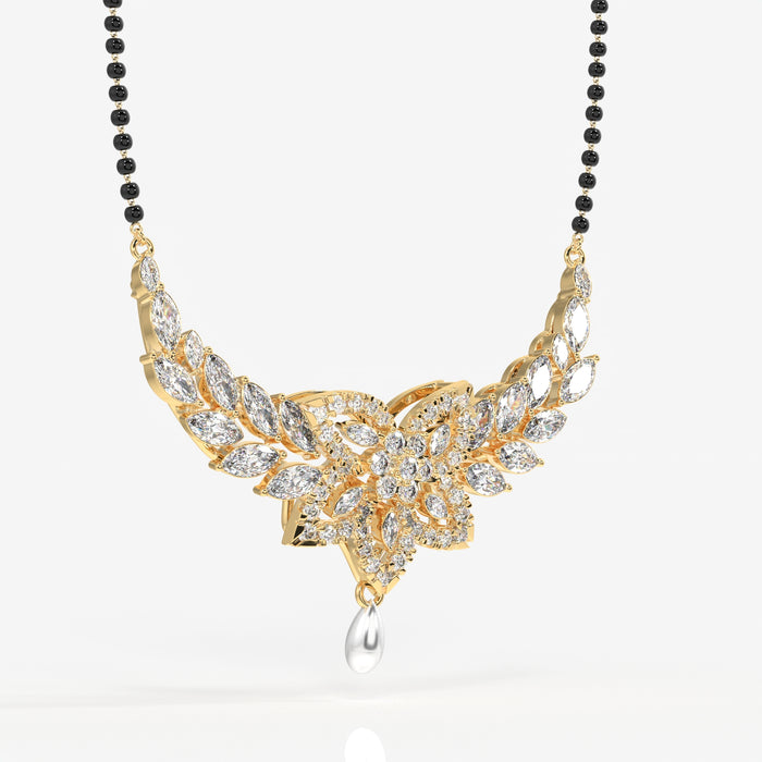 Round & Marquise Cut Moissanite Diamond Women's 18K Gold Mangalsutra