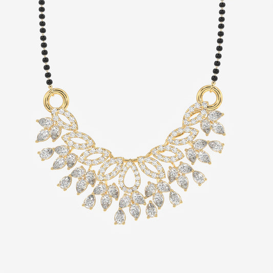Round & Pear Cut Moissanite Diamond Women's 18K Gold Mangalsutra