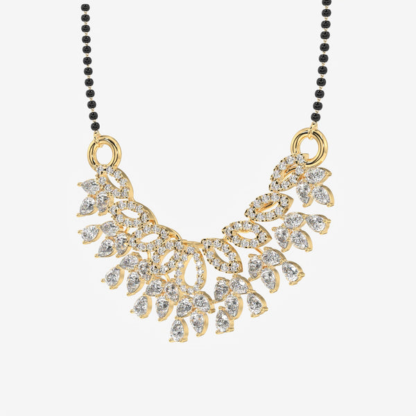 Round & Pear Cut Lab Grown Diamond Women's 14K Gold Mangalsutra