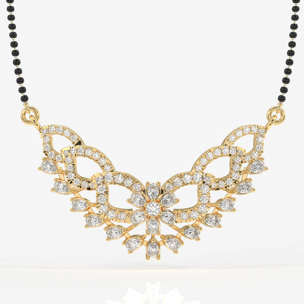 Round & Pear Cut Lab Grown Diamond Women's 14K Gold Mangalsutra