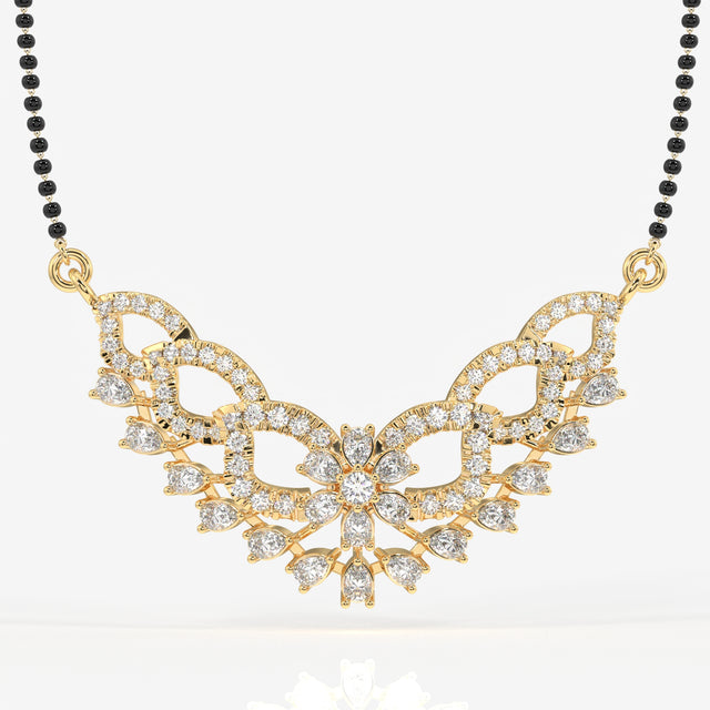 Round & Pear Cut Lab Grown Diamond Women's 14K Gold Mangalsutra