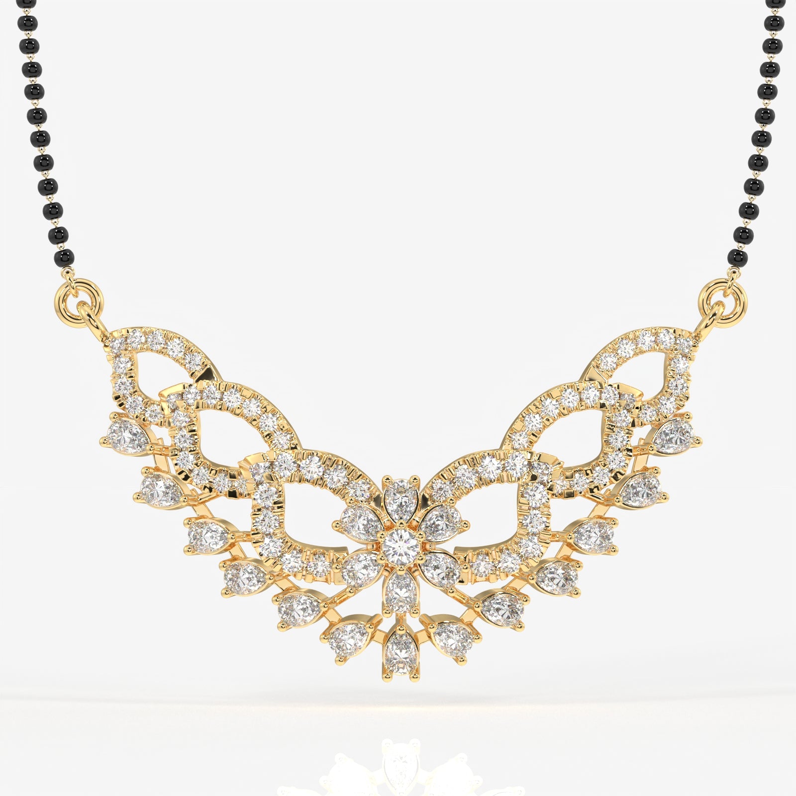 Round & Pear Cut Lab Grown Diamond Women's 18K Gold Mangalsutra