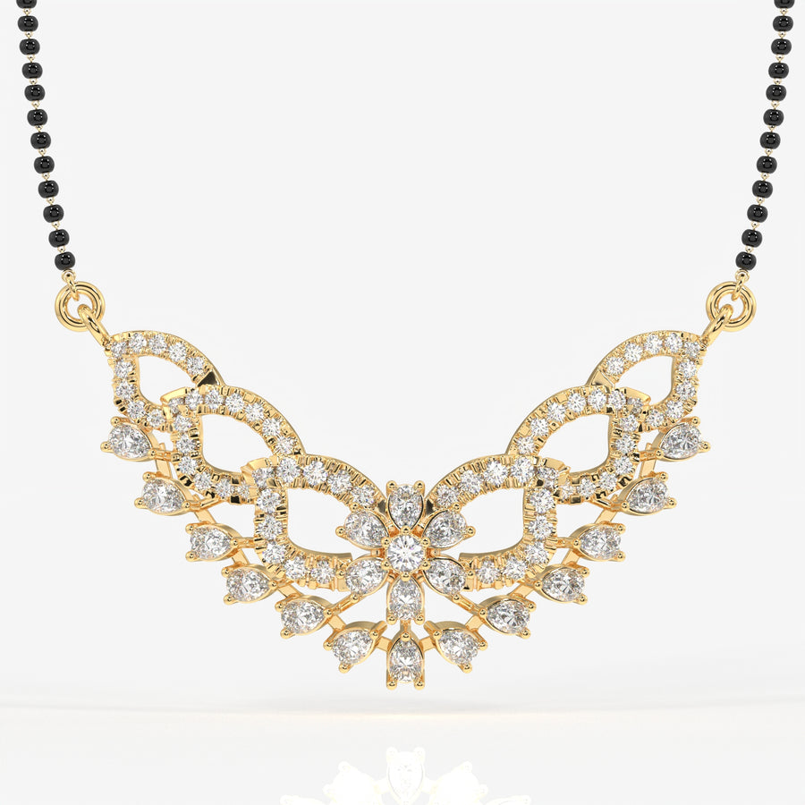 Round & Pear Cut Lab Grown Diamond Women's 18K Gold Mangalsutra