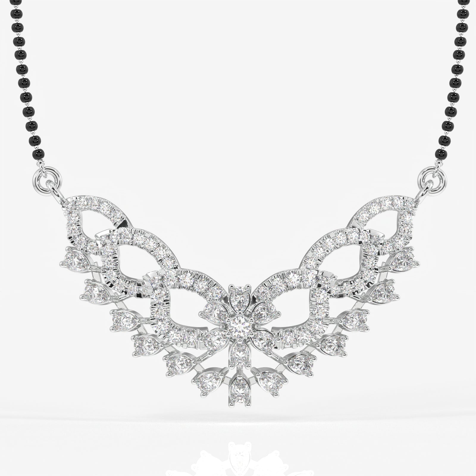 Round & Pear Cut Lab Grown Diamond Women's 18K Gold Mangalsutra