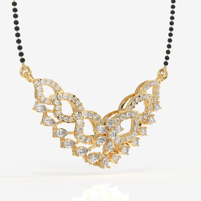 Round & Pear Cut Moissanite Diamond Women's 18K Gold Mangalsutra