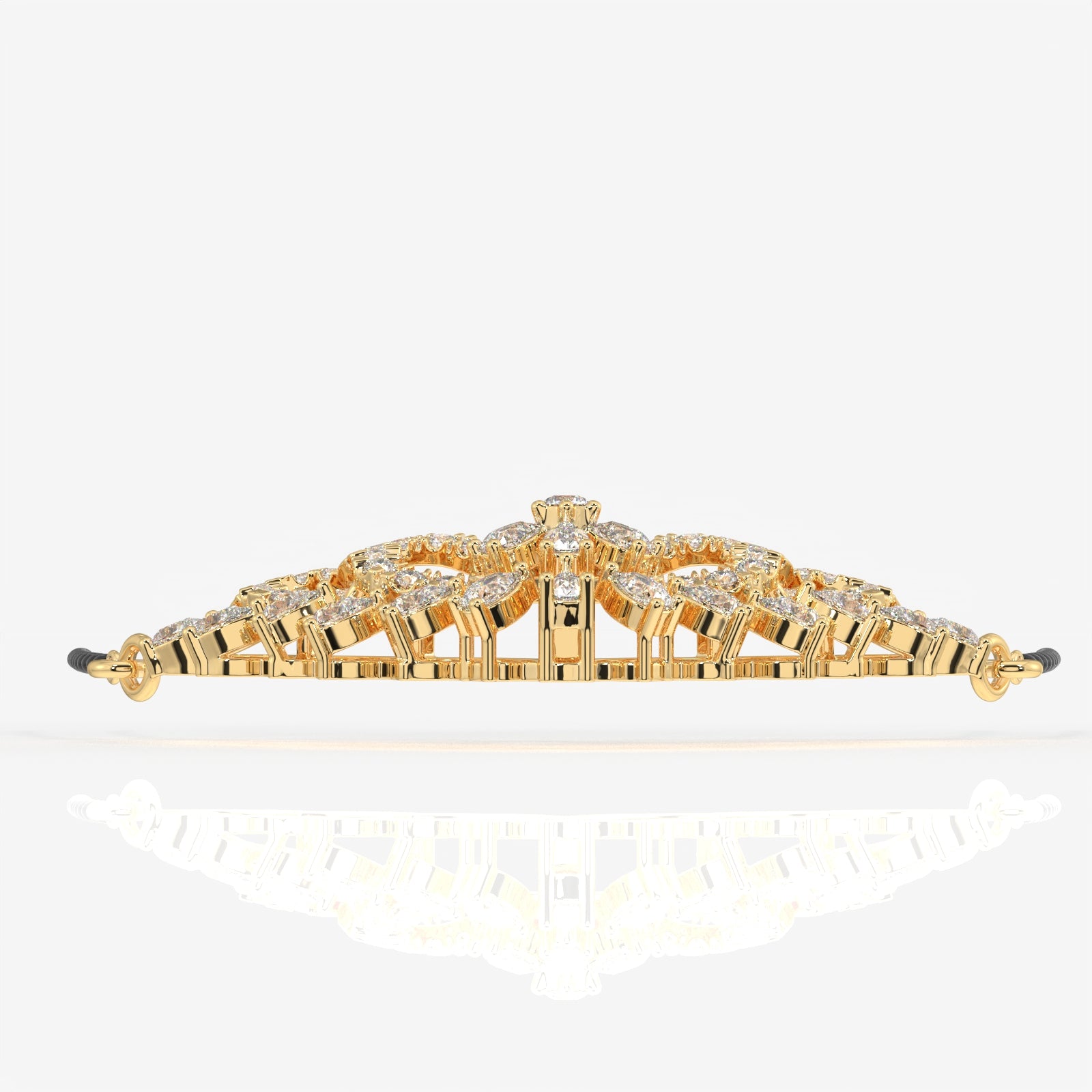 Round & Pear Cut Lab Grown Diamond Women's 18K Gold Mangalsutra